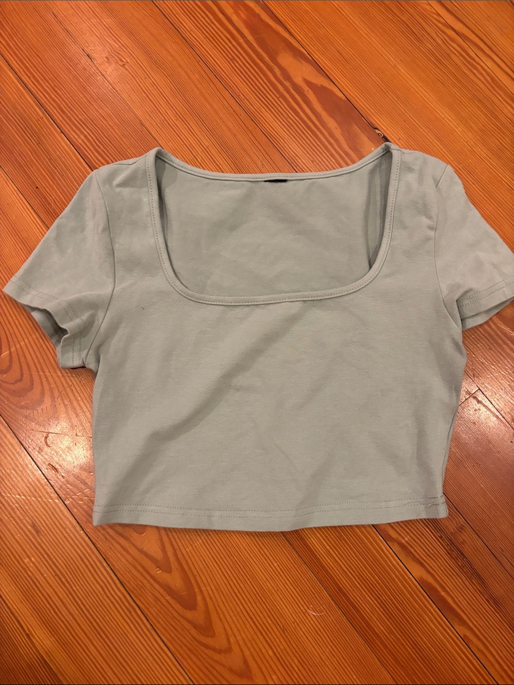 Women's Light Sage Square Neck Crop Top